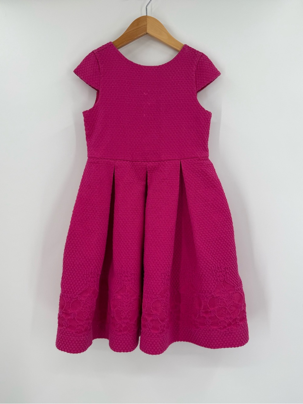 Janie and Jack Textured Fit and Flare Dress | Fuchsia | 7